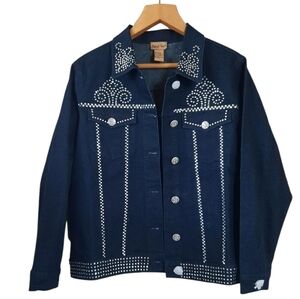 BNWOT Denim Jacket Western Y2k Rhinestone Embellished Bling Blingy